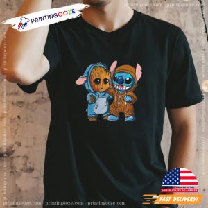 Funny Groot And Stitch Friends Movie T Shirt 2