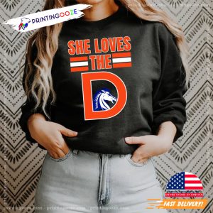 Retro 90s She Loves the D denver broncos football T shirt