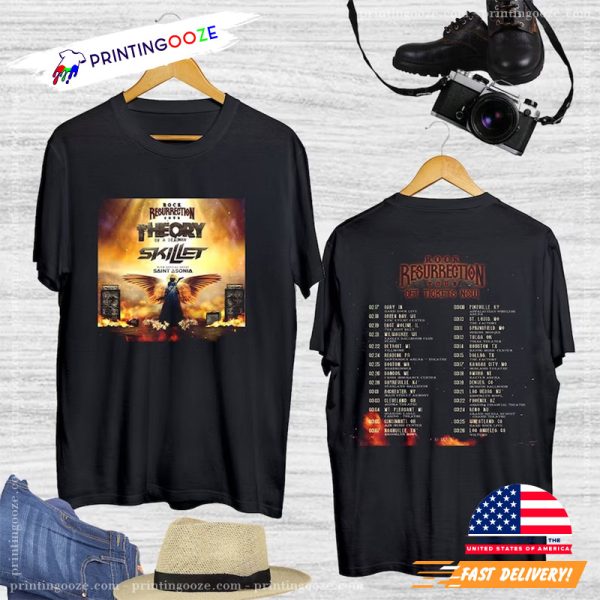 Rock Resurrection Tour Theory of a Deadman Skillet T-Shirt - Printing Ooze