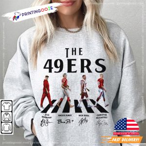 the 49ers Walking Abbey Road Signatures Football T-Shirt