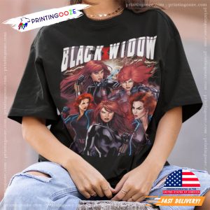 black widow super hero Cartoon Avenger MCU T Shirt