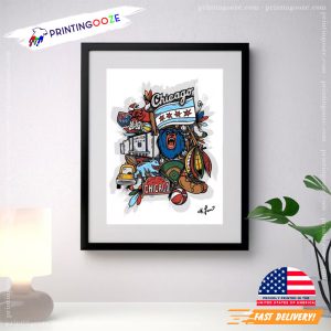 chicago sports Multi Color Abstract Art Poster