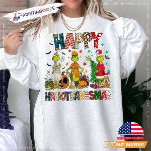 happy hallothanksmas, merry grinchmas Shirt 4
