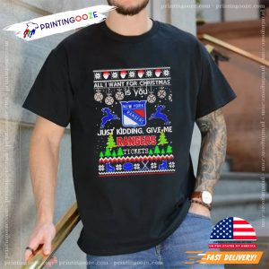 All I Want For Christmas Is You New York Rangers Ice Hockey Ugly Christmas Shirt 2