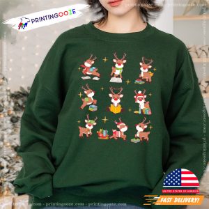 Bookholic Cute Reindeer Christmas T Shirt 2