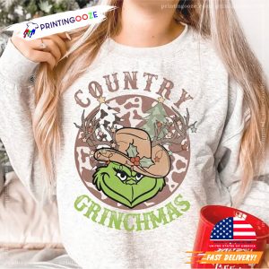 Country Grinchmas xmas cowboy T Shirt 2