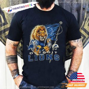 Detroit Lions Football Quarterback Lion Warrior T Shirt 1