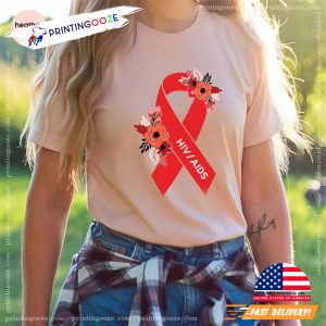 HIV AIDS Warrior Red Ribbon hiv awareness T Shirt 2