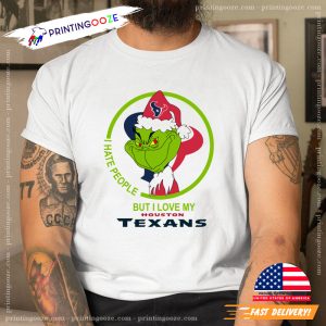 Hate People But Houston Texans Grinchmas Santa T Shirt 2