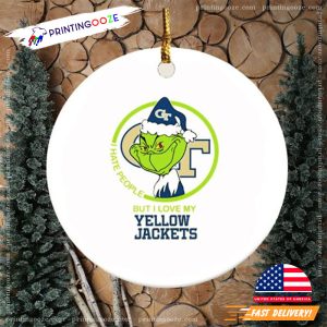 Hate People But Love The Yellow Jackets Grinchmas Santa Ornament 1