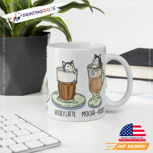 Husky COFFEE Art on White Glossy Ceramic Mug 2
