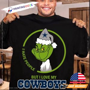 I Hate People But I Love The Cowboys Grinchmas T Shirt