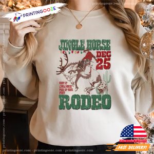 Jingle Horse Rodeo Cowboy Christmas Retro Tee