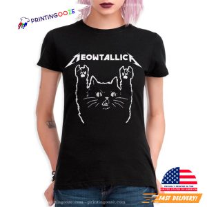 Meowtallic Funny Metal Rock Cat T Shirt 2