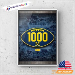 Michigan 1000 Wins Football Game Congratulation Poster