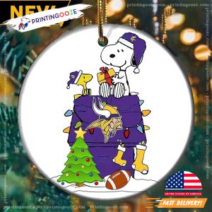 Minnesota Vikings NFL Snoopy And Woodstock Xmas Ornaments