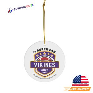 Personalized Name And Year #1 Super Fan Vikings Ornament 2