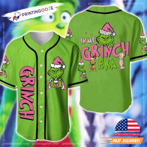 Personalized Name In My Grinch Era Grinchmas Green Baseball Jersey