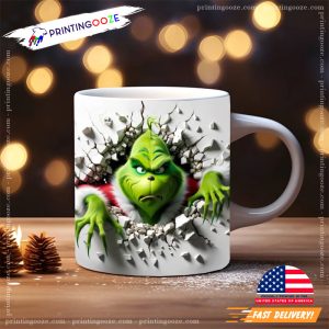 Santa Grinch Break The Wall 3D Coffee Cup 1