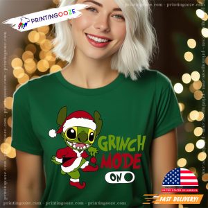 Stitch Grinch Mode On Grinchmas Cartoon T Shirt 1