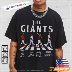 The Giants Team Walking Abby Road Signatures T Shirt 1