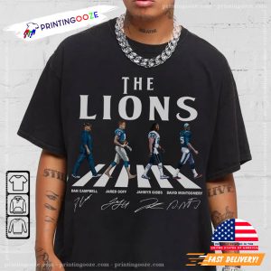 The Lions Team Walking Abby Road Signatures T Shirt 1