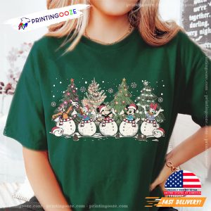 Vintage Disney Snowman XMas Tree Comfort Colors Tee 2