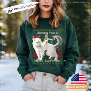 Wish You A Mery Swiftmas Cute Taylor Ride A Cat Tee 1