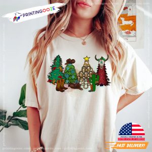 Xmas Trees western christmas Tee