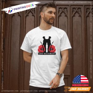 lest we forget Remembrance Day Poppy Printed T Shirt