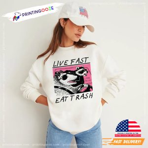 live fast eat trash Funny Raccoon Tee 1