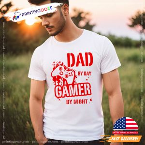Dad By Day Gamer By Night Funny Gamer Dad T Shirt