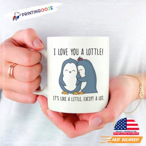 I Love You A Lottle Couple Penguin funny lovers mug 3