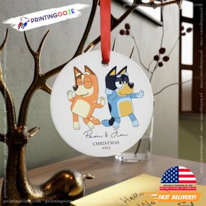 Personalized Bluey Couple Christmas 2023 Ornament 1