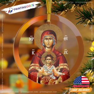 Theotokos Virgin Mary Ceramic Ornament, Merry orthodox christmas 2