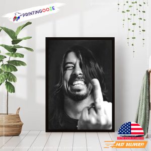 dave grohl of foo fighters Middle Finger Poster, Dave Grohl Retro BW Graphic Wall Art 1