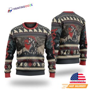 godzilla minus one, Godzilla Movie Ugly Christmas Sweater