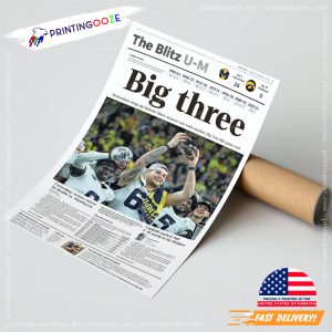 2023 Michigan Wolverines Big Ten Championship Big Three Poster