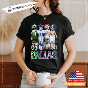 Dallas Cowboys Texas Rangers Dallas Mavericks signature Dallas City shirt 4