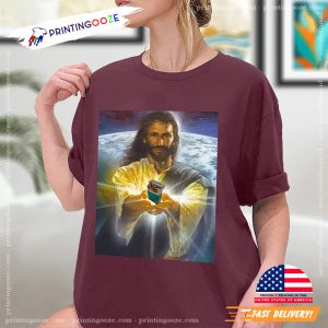 Jesus Holding Cigarettes, Funny Meme T Shirt 1