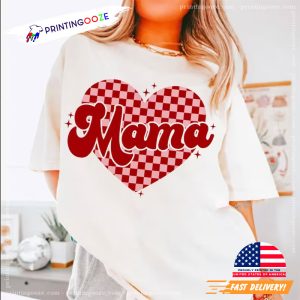 Mama Checkered Heart Valentines Day Shirt