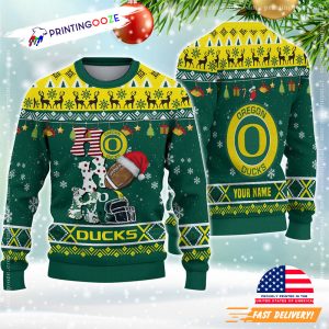 Oregon Ducks HO HO HO Ugly Christmas Sweater 3
