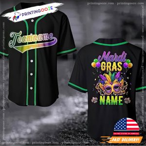 Personalized Team Name mardi gras mask Festival Baseball Jersey No.1