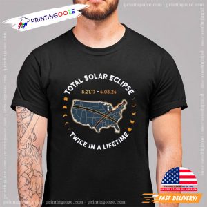 Total Solar Eclipse Twice In A Lifetime America Map T Shirt, solar eclipse 2024