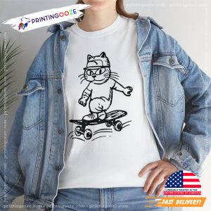 Cat Skateboarding Artwork Funny skateboard shirt 2