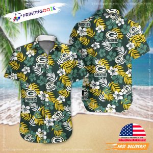 Green Bay Packers Football Floral Aloha Hawaiian Shirt