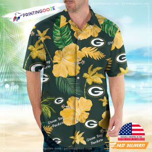 Green Bay Packers Nfl Hibiscus Button Up Hawaiian Shirt 2