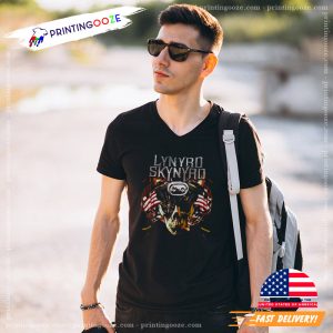 Vintage Lynyrd Skynyrd American Flag Skull Rock Band T Shirt