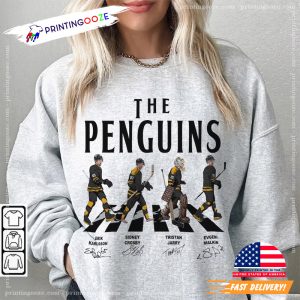 the abbey road beatles inspired Penguins Ice Hockey Shirt 3