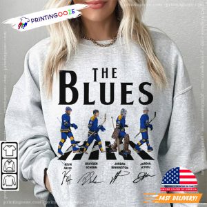 Blues Walking Abbey Road Signatures Ice Hockey Shirt 4